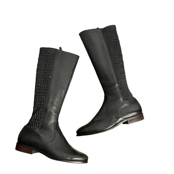 Cole Haan Elverton Knee High Boot Black Leather Women's 10 B Riding - Picture 1 of 16